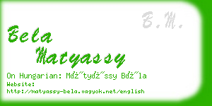 bela matyassy business card